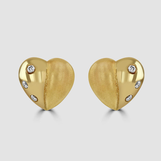 Diamond set heart stud earrings