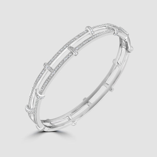 Diamond set two row bangle