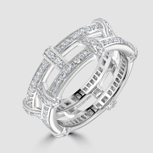 Diamond set two row full eternity ring
