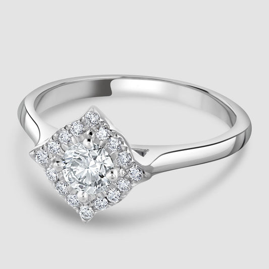 Diamond shape diamond cluster ring