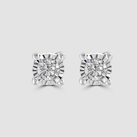 Diamond solitaire stud claw set earrings (medium)