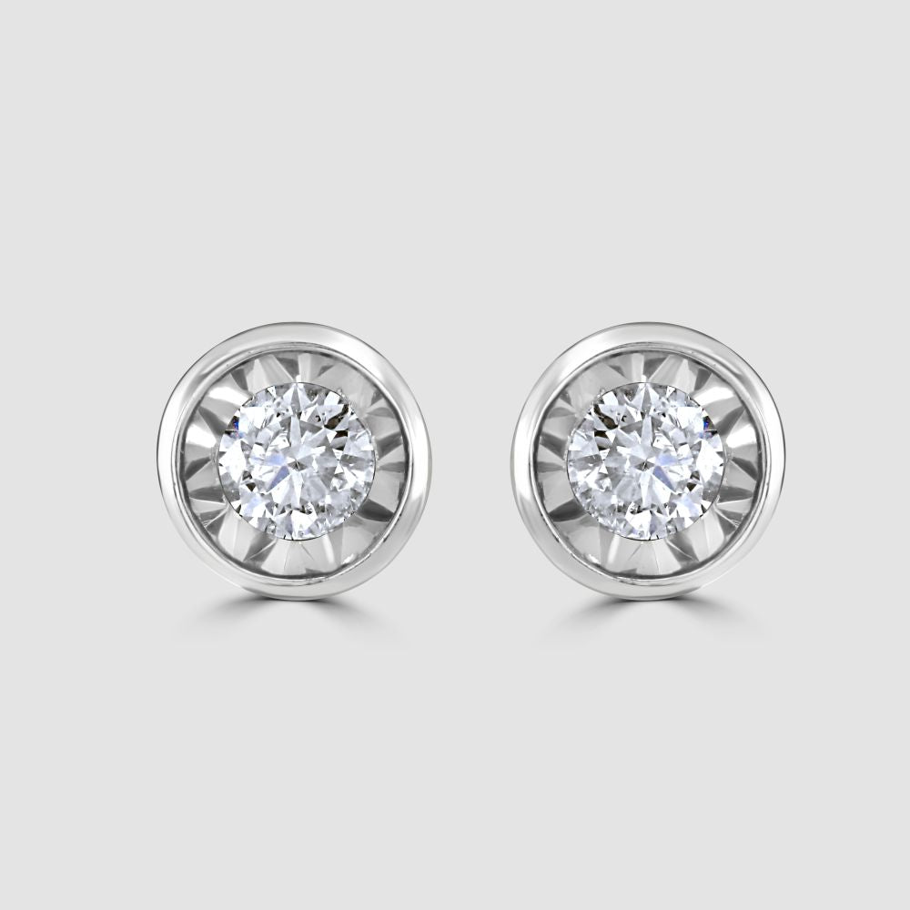 Diamond solitaire stud claw set earrings (medium)