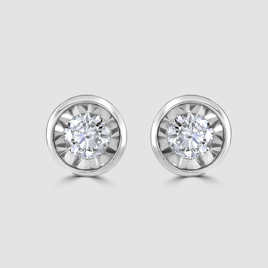 Diamond solitaire stud claw set earrings (medium)