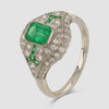 Emerald and Diamond Art Deco style ring