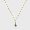 Emerald and diamond two stone pendant and chain