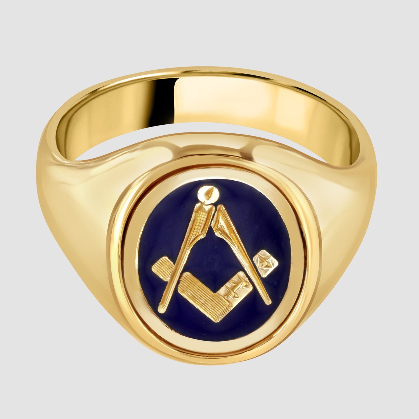 9ct yellow gold Masonic enamelled flip signet ring