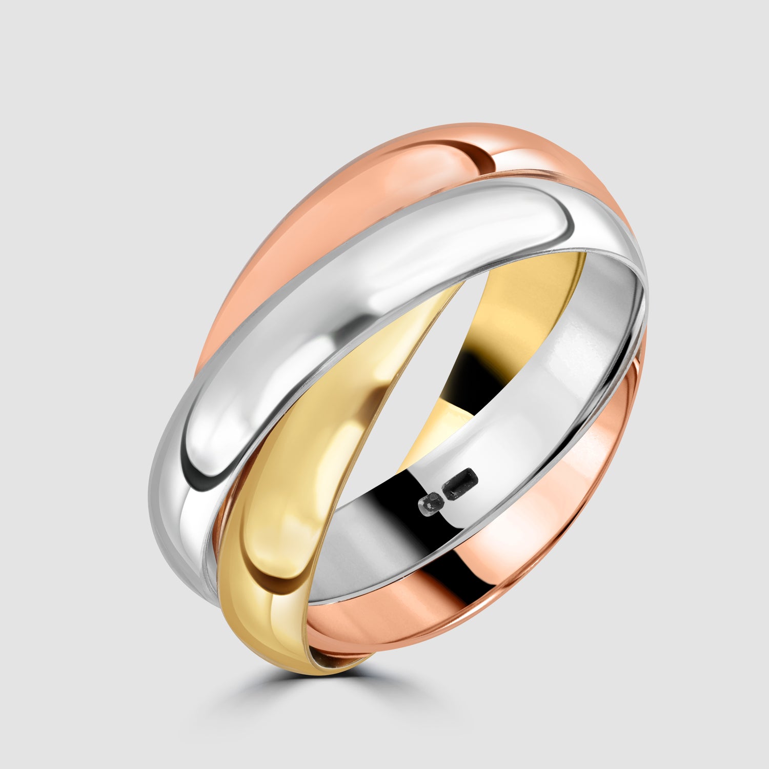 9ct three colour gold Russian wedding ring