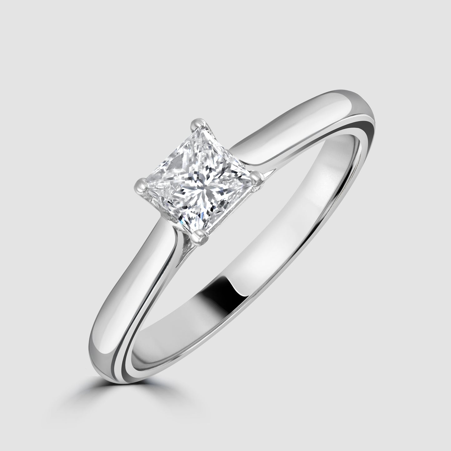 Platinum princess cut diamond solitaire ring