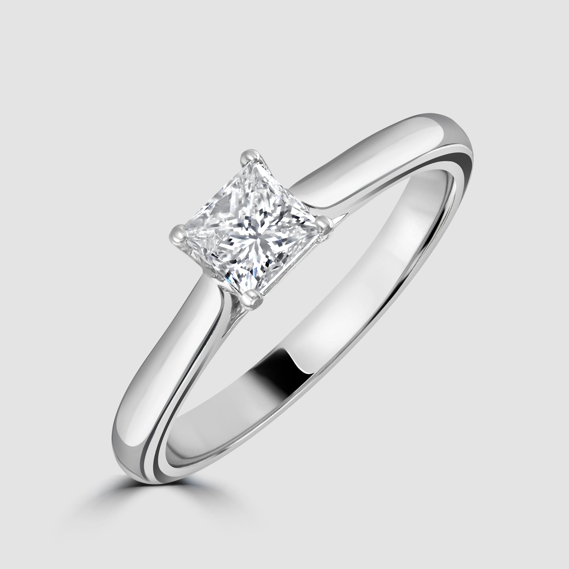 Platinum princess cut diamond solitaire ring