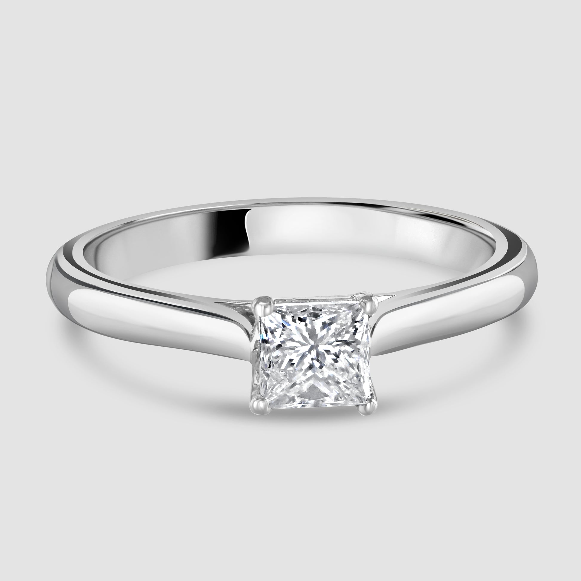 Platinum princess cut diamond solitaire ring