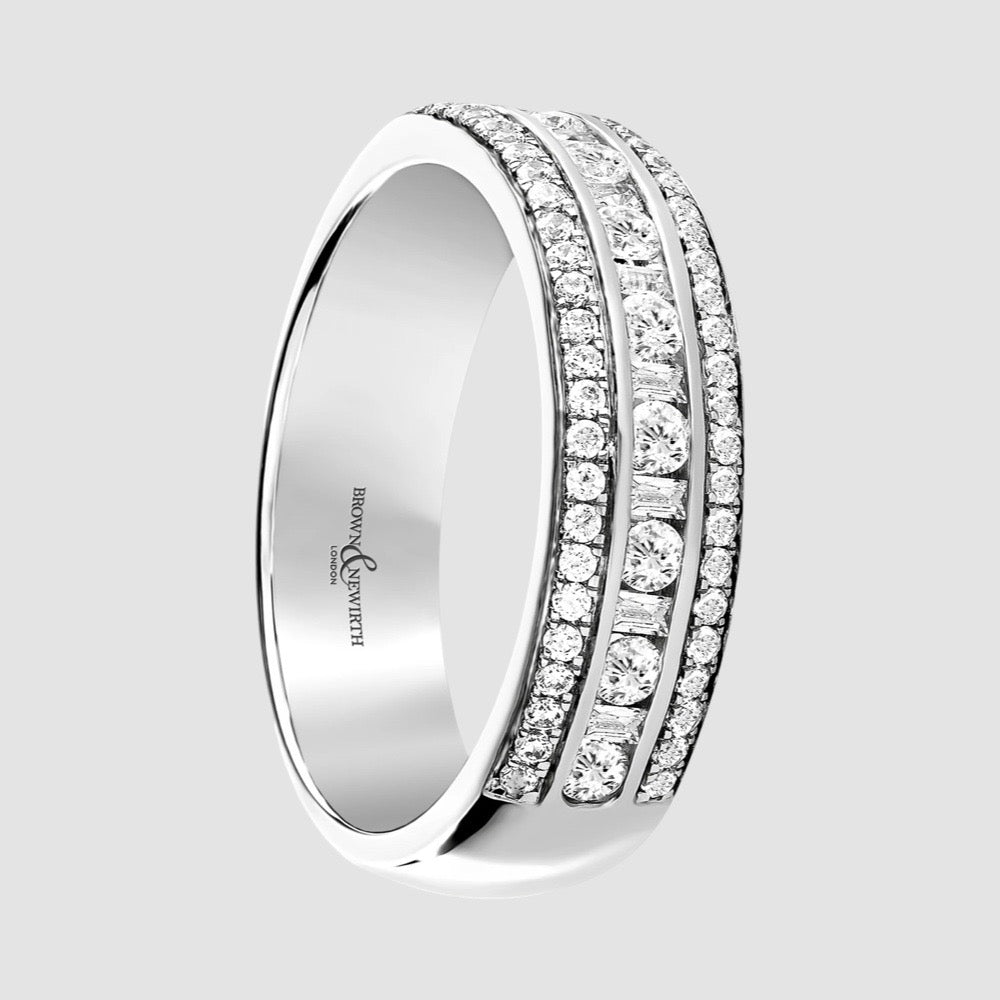 Three row diamond eternity ring