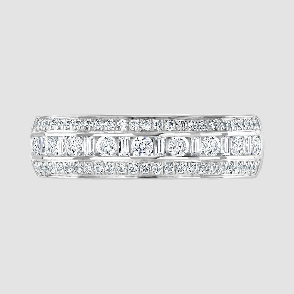 Three row diamond eternity ring