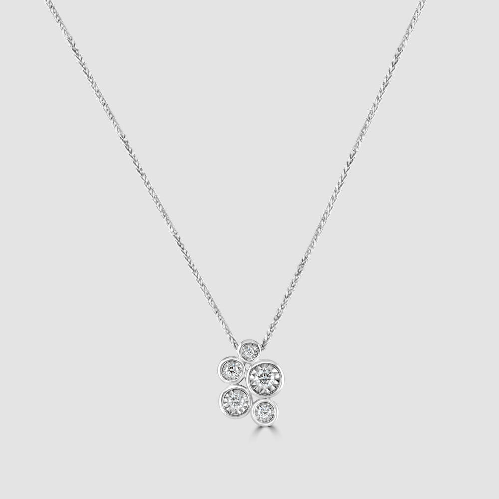 Illusion set diamond ‘Bubble’ pendant and chain