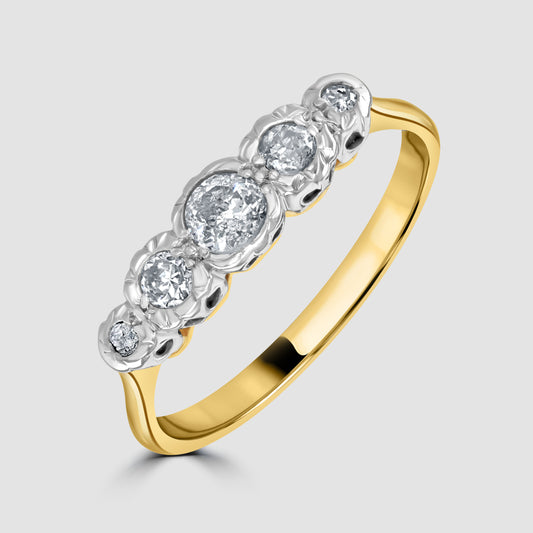 Illusion set graduating diamond five stone ring