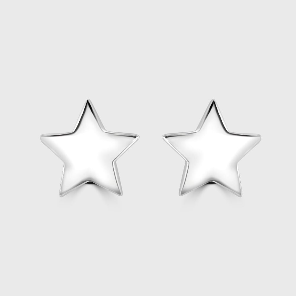 Large silver star stud earrings