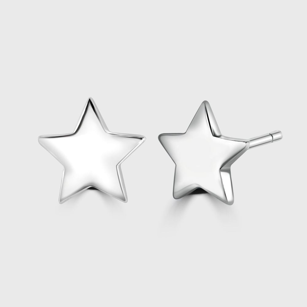 Large silver star stud earrings