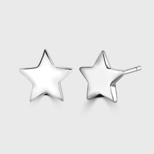 Large silver star stud earrings