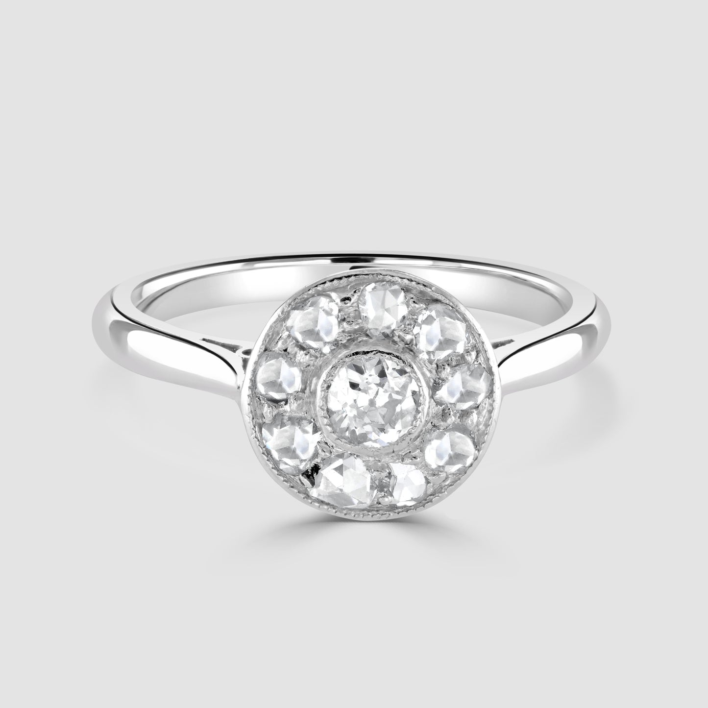 Rose cut and old cut diamond cluster ring