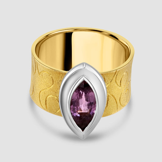 Marquise pink sapphire wide ring