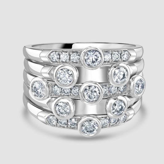 Multi band diamond set ring