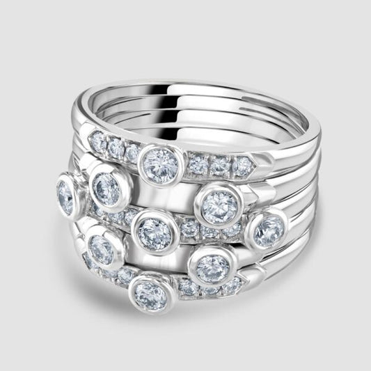 Multi band diamond set ring