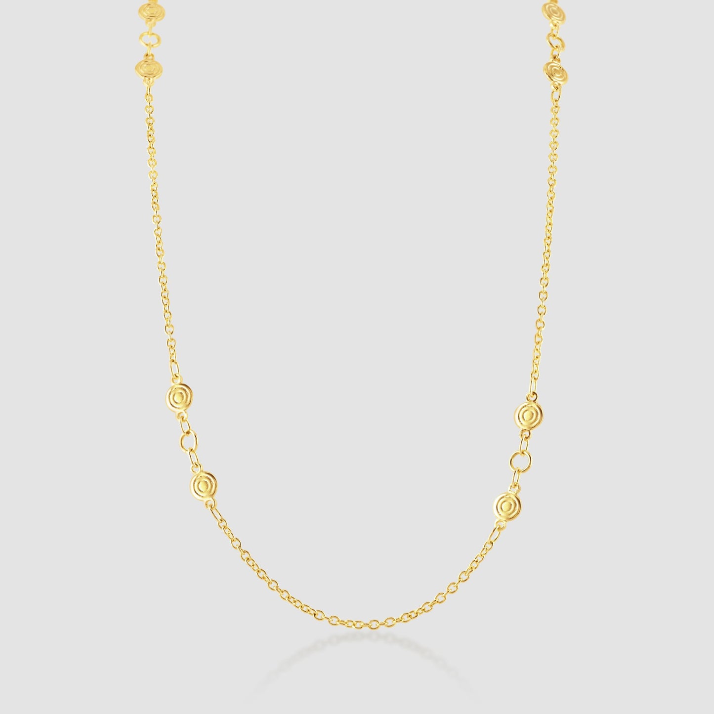 18ct yellow gold spiral disc necklace
