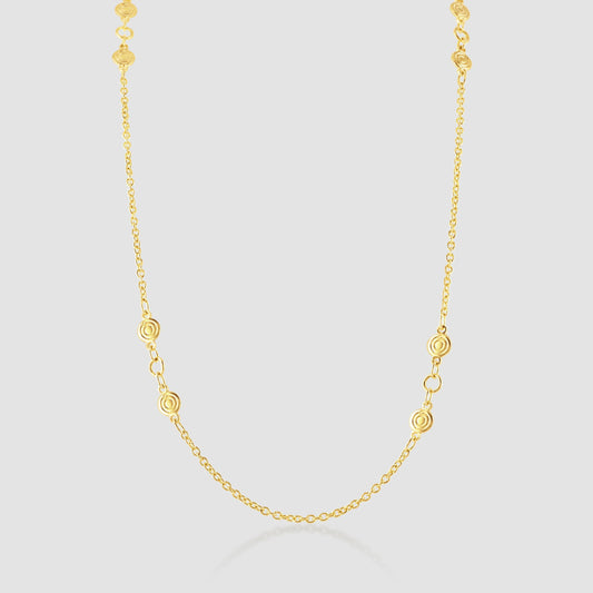 18ct yellow gold spiral disc necklace