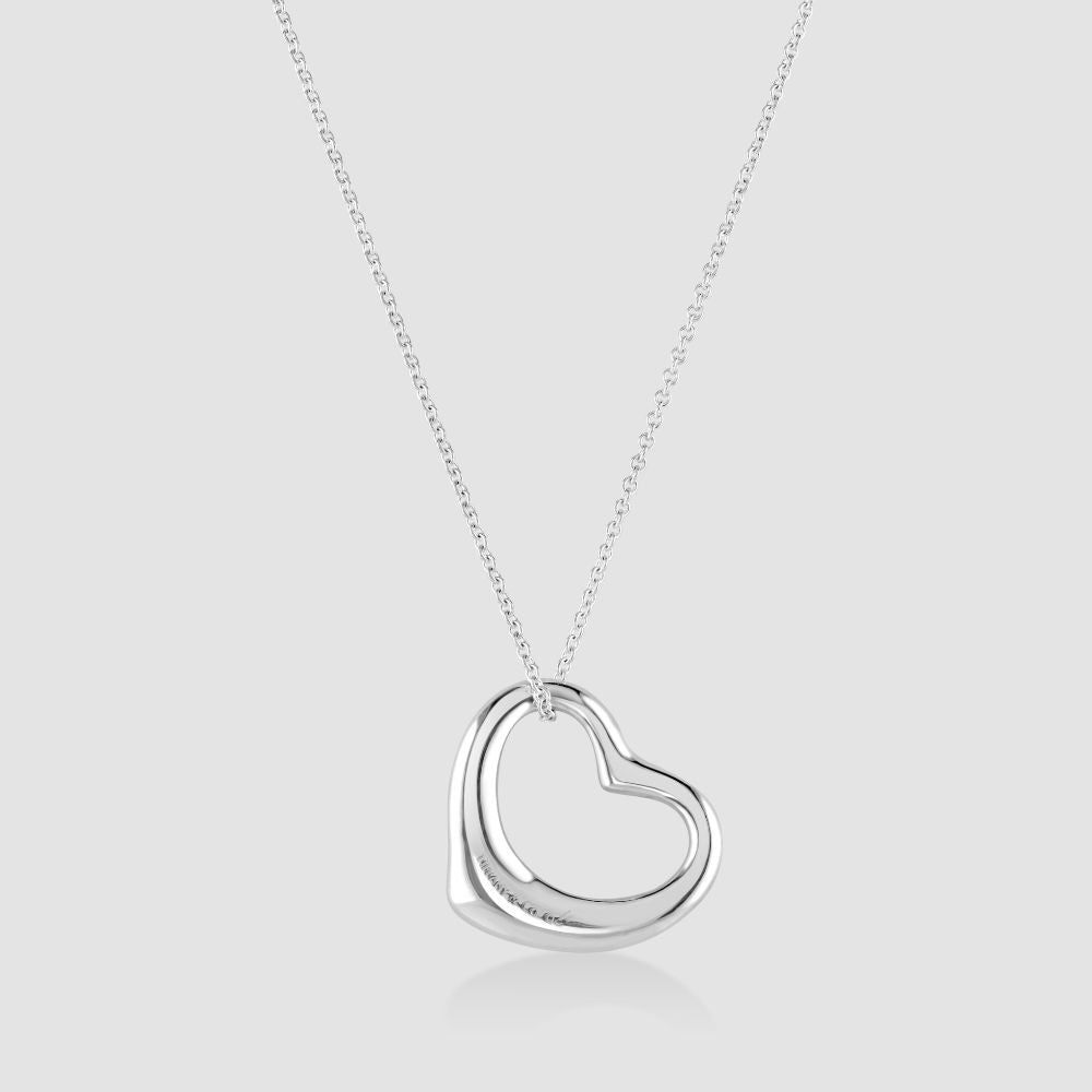 Silver Tiffany & Co Elsa Peretti large open-heart pendant and chain