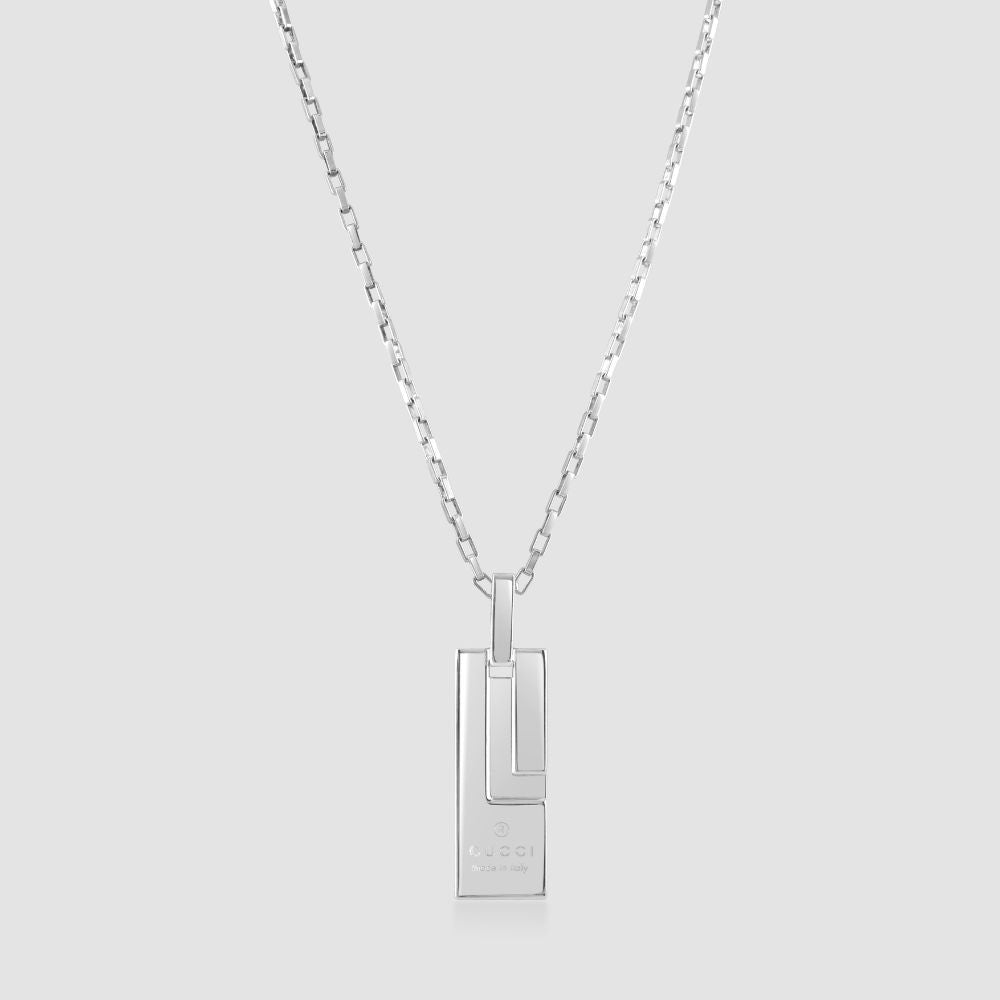 Silver Gucci Plate pendant and chain 