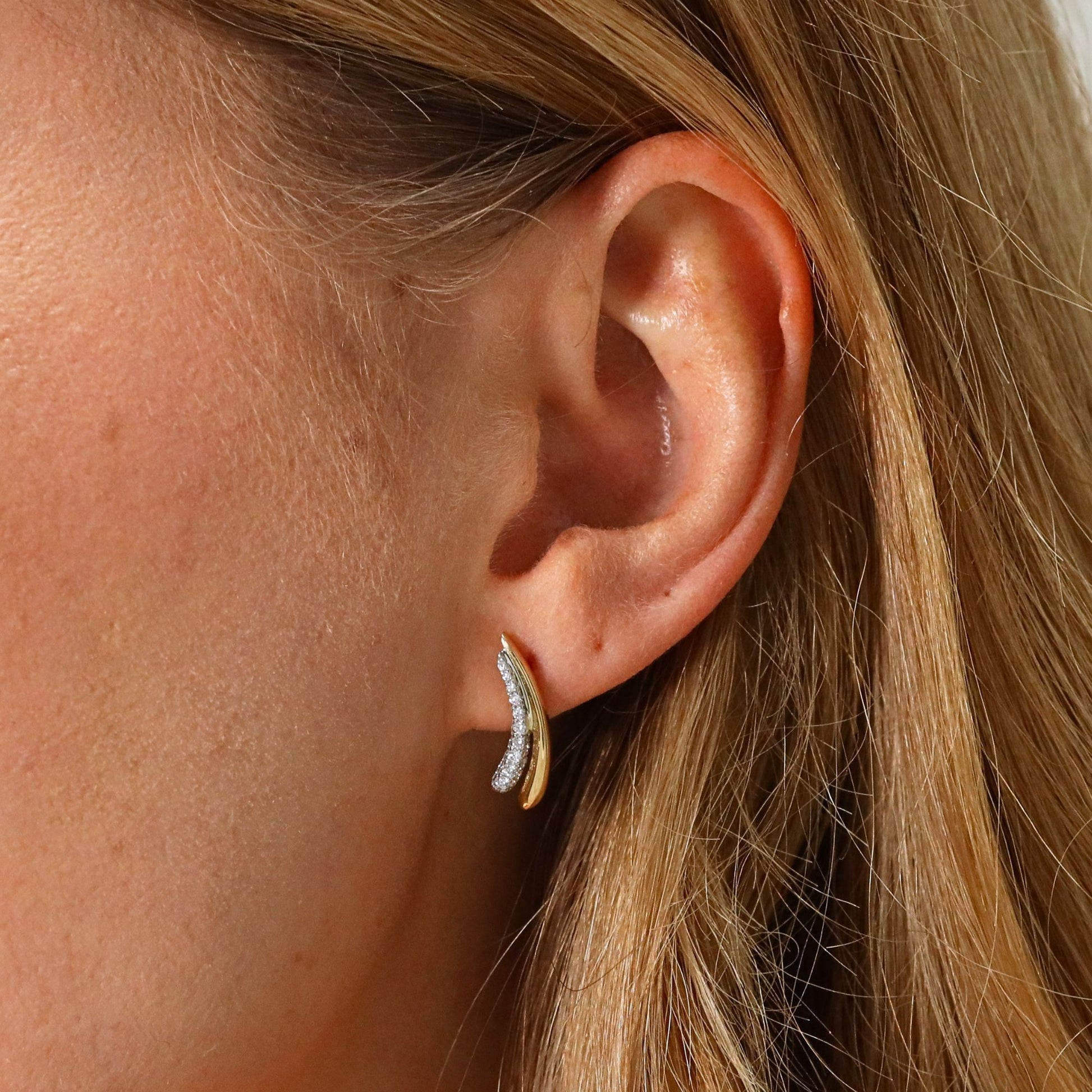 Yellow and white gold diamond set ‘Comet’ earrings 3