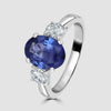 No heat Sapphire and diamond three stone ring