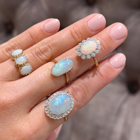 Opal three stone ring
