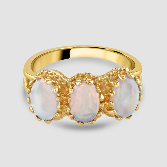 Opal three stone ring