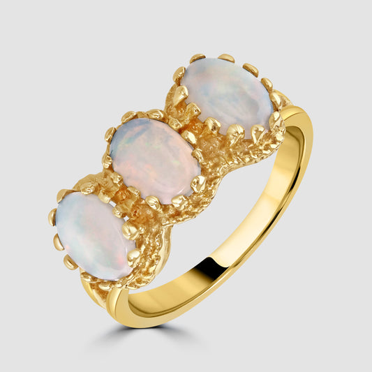 Opal three stone ring