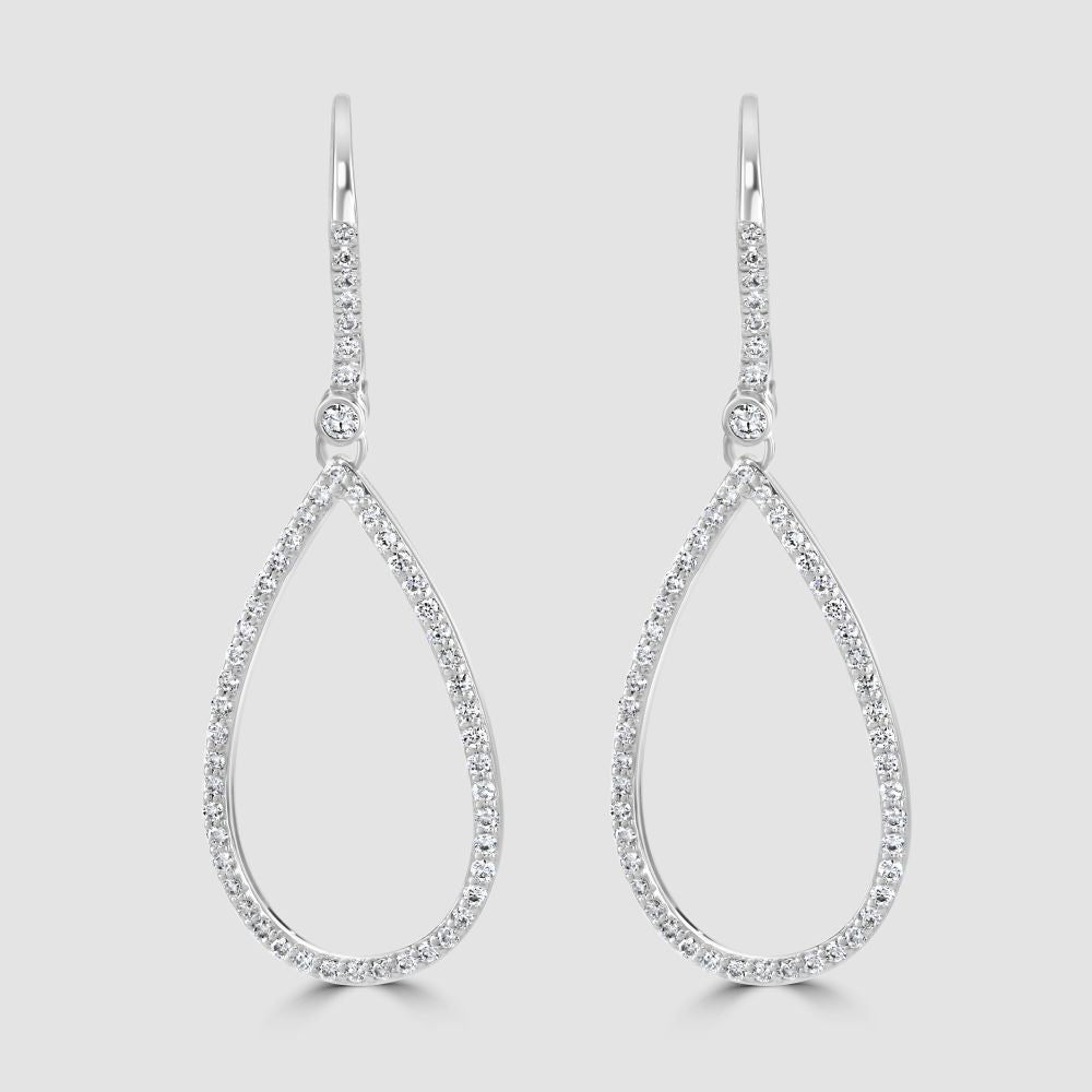 Open teardrop diamond earrings