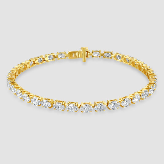 Oval cut laboratory diamond line bracelet