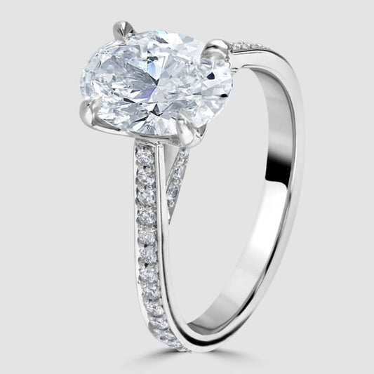 Oval cut Laboratory diamond solitaire ring