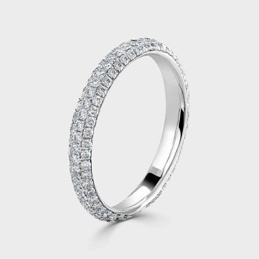 Pave diamond set platinum ring