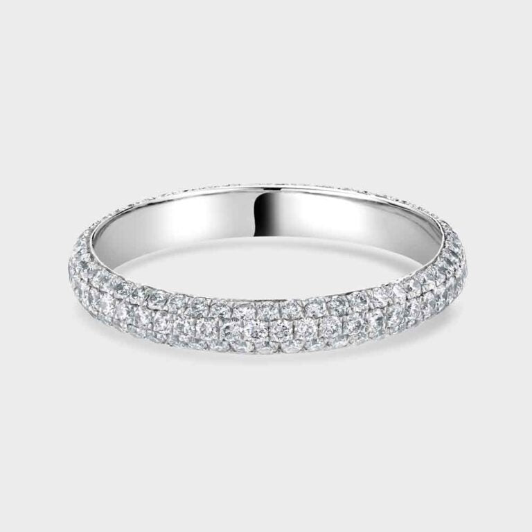 Pave diamond set platinum ring