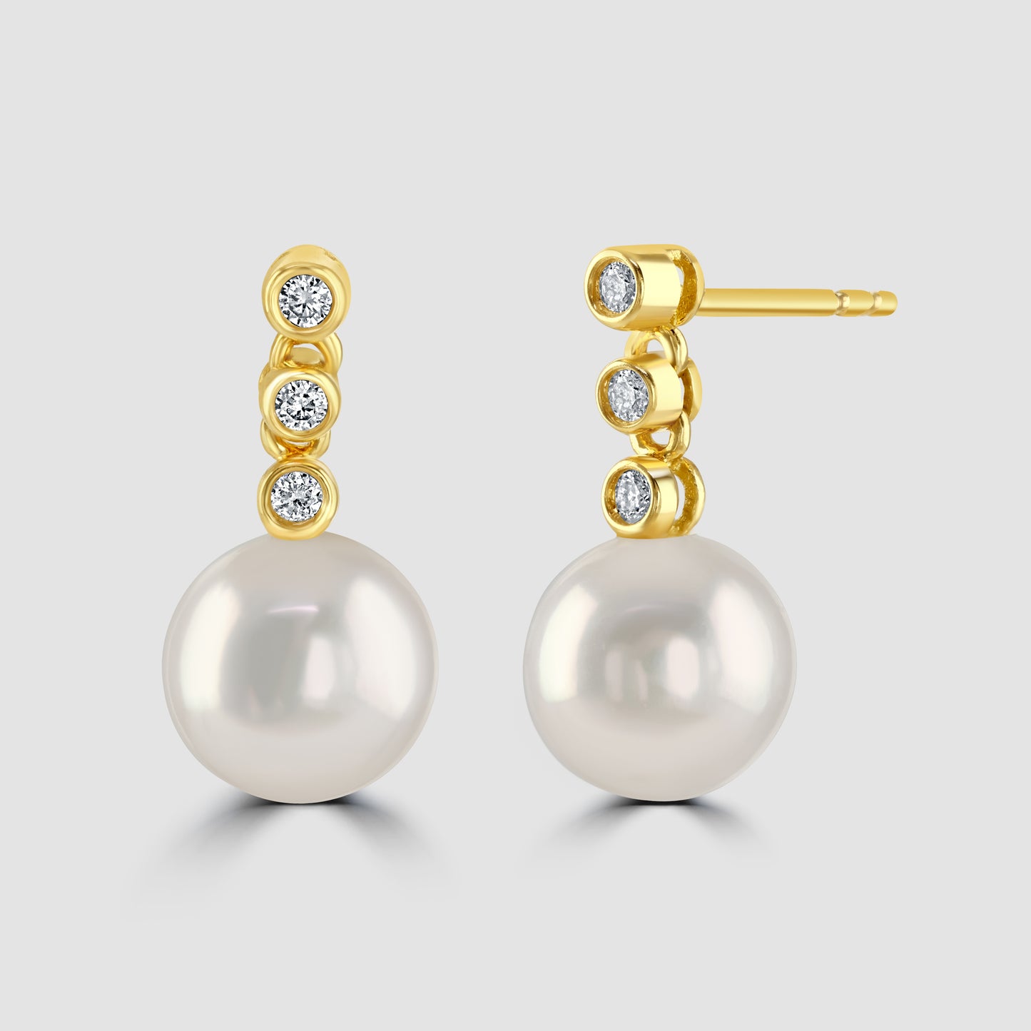 Pearl and diamond drop earrings