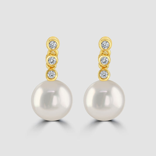 Pearl and diamond drop earrings