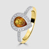 Pear shape yellow sapphire and diamond cluster ring