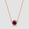 Pink tourmaline and diamond circular cluster pendant and chain