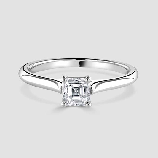 Platinum Asscher cut diamond solitaire