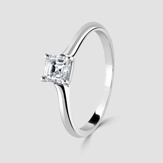 Platinum Asscher cut diamond solitaire