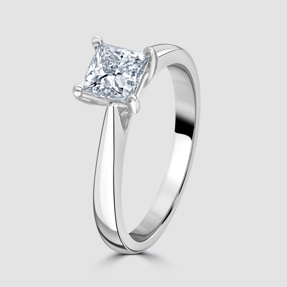 Platinum Princess cut diamond solitaire ring