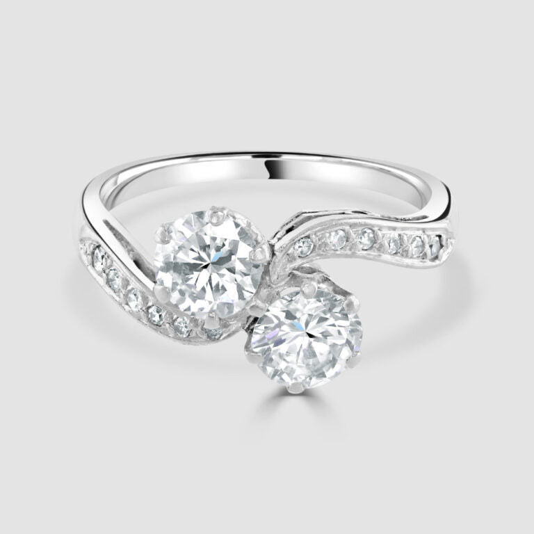 Platinum ‘Toi et Moi’ diamond crossover ring