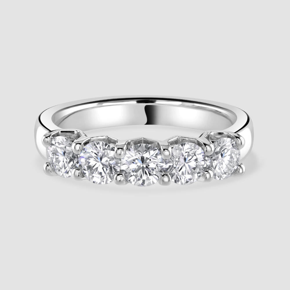 Platinum diamond 5 stone half eternity ring certificated