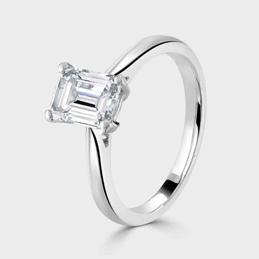 Platinum emerald cut diamond solitaire