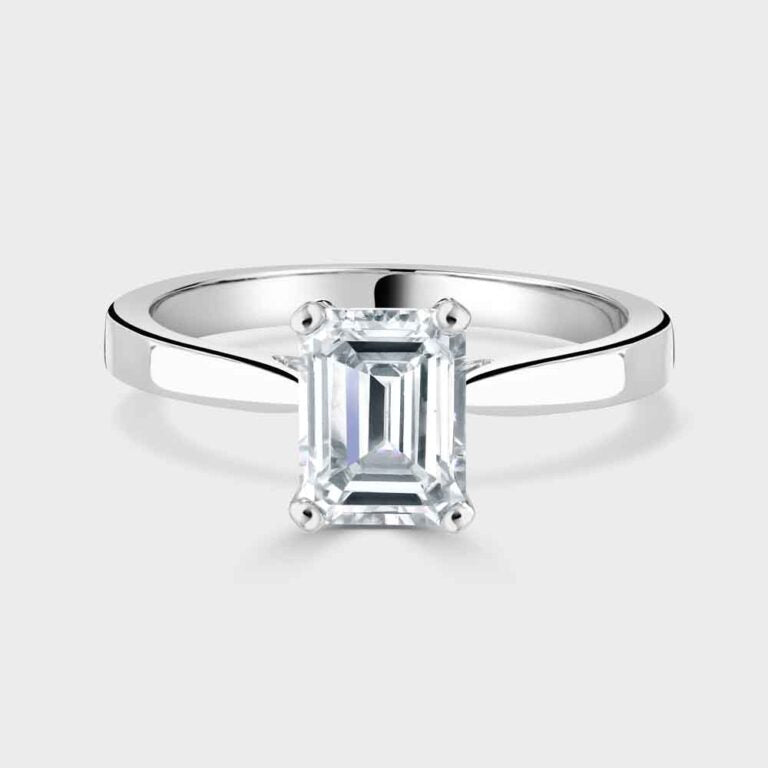 Platinum emerald cut diamond solitaire